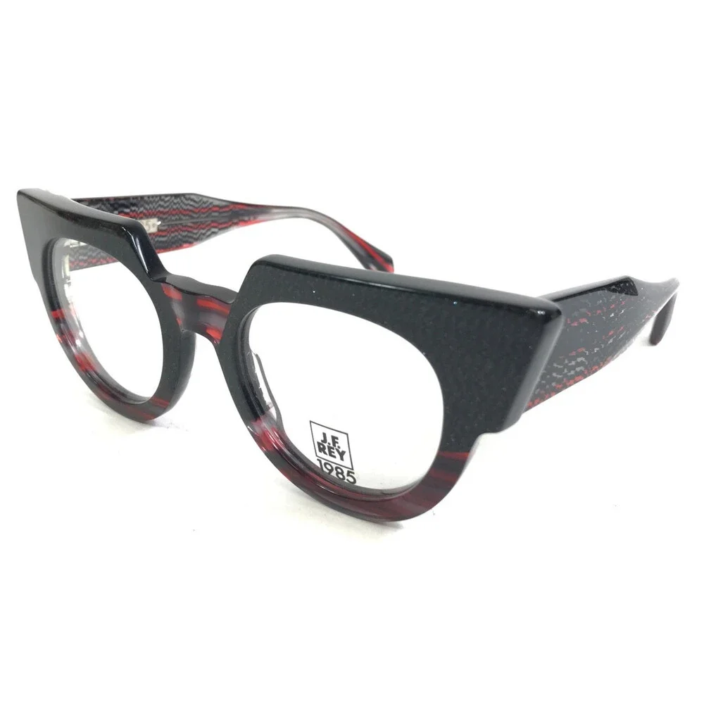 J. F. Rey Eyeglasses Frames CAROLINA 0830 Black Red Round Full Rim 49-23-143